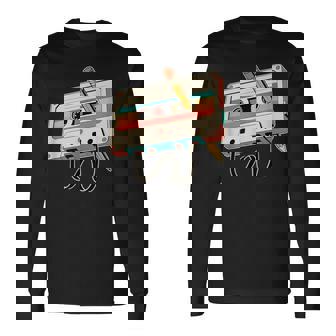 Retro Cassette Tape With Pencil 80S 90S Music Vintage Party Long Sleeve T-Shirt | Mazezy