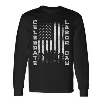 Retro Celebrate Happy Labor Day Labor Day With American Flag Long Sleeve T-Shirt - Thegiftio UK