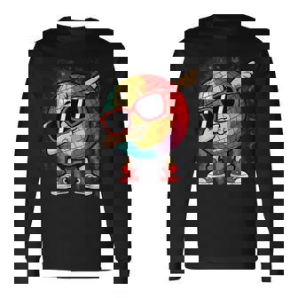 Retro Disco Ball Dabbing 70S Nightclub Dance Party Costume Long Sleeve T-Shirt - Thegiftio