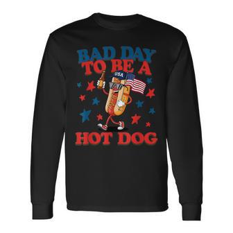 Retro 4Th Of July Patriotic Bad Day To Be A Hot Dog Long Sleeve T-Shirt - Thegiftio UK