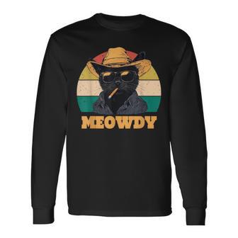 Retro Vintage Meowdy Partner Cowboy Cat Vintage Long Sleeve T-Shirt - Thegiftio UK