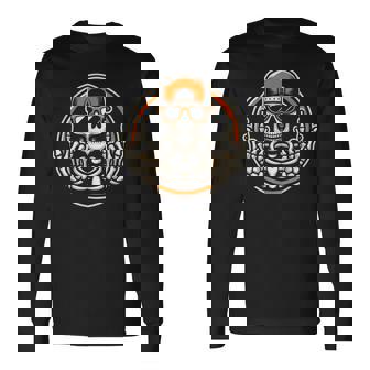 Rocker スケルトンキャップ スケーター 面白い ハロウィン パンクロック 男性 男の子 長袖Tシャツ - Kawaiitshirt