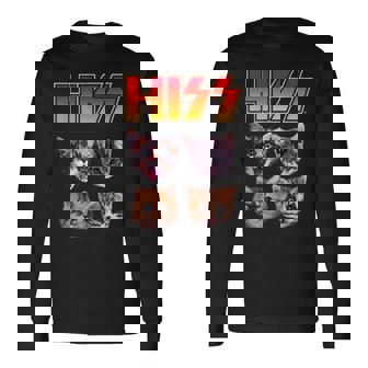 Hiss Cat Cat Lover Kittens Rock Music Cat Hiss 長袖Tシャツ - Kawaiitshirt