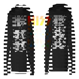 Hiss 猫 子猫 ニャー ロッカー パロディ バンド 面白い 猫好き 長袖Tシャツ - Kawaiitshirt