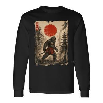Samurai Bigfoot Japanese Vintage Sasquatch Ukiyo-E Long Sleeve T-Shirt - Thegiftio UK