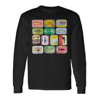 Sardine Fisherman Aesthetic Vintage Beach Coastal Sardine Long Sleeve T-Shirt - Thegiftio UK