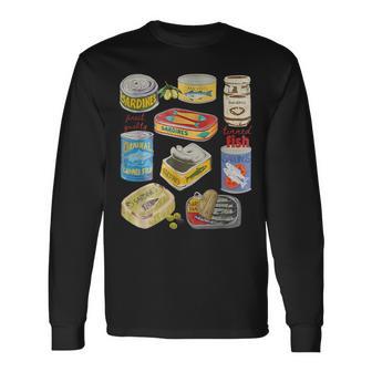Sardine Tins Canned Fish Tins Trendy Canned Fish Long Sleeve T-Shirt - Thegiftio UK