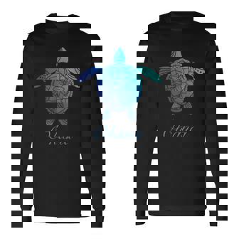 Save The Hawaii ウミガメ ハワイアン ブルー トライバル 亀 ホヌ 長袖Tシャツ - Kawaiitshirt