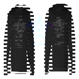 Save The Hawaii ウミガメ ハワイアン ブルー トライバル 亀 ホヌ 長袖Tシャツ - Kawaiitshirt