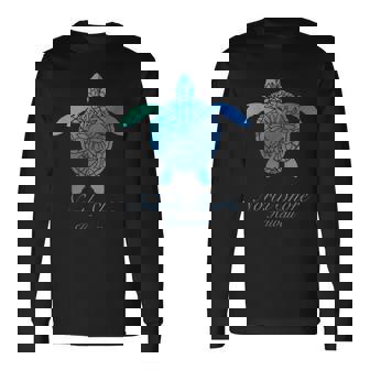 Save The Hawaii ウミガメ ハワイアン ブルー トライバル タートル ホヌ 長袖Tシャツ - Kawaiitshirt
