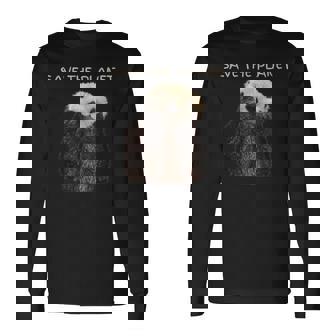 Save The Planet かわいいラッコ。 長袖Tシャツ - Kawaiitshirt