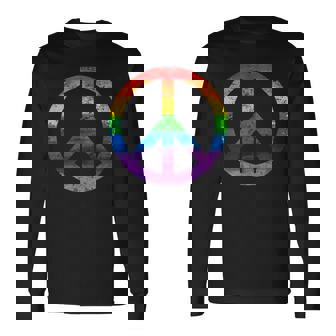 Simbolo Paz Hippie Bandera Lgbt Arcoiris Lesbian Gay Pride Camiseta de manga larga - Regaloses