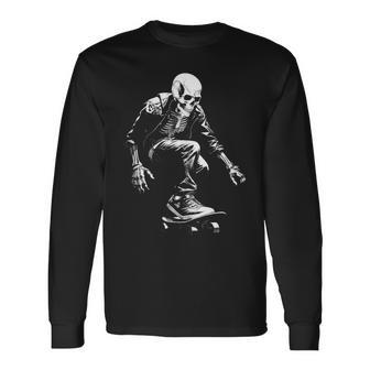 Skaterkater Gothic Punkkateboardingkateboarder Hombres In Mangas Camiseta de manga larga - Regaloses