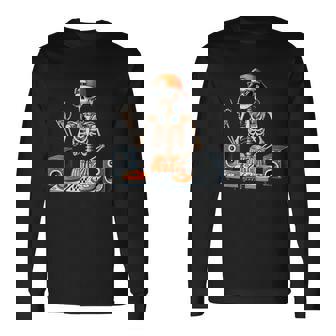 Skeleton Dj Halloween Costume Turntable Music Boys Long Sleeve T-Shirt - Monsterry