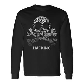 Skull Icons Hacking Hacker Hacktivist Diseño Camiseta de manga larga - Regaloses