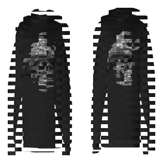Skull Made Of Diamonds Wearing Cowboy Hat Long Sleeve T-Shirt - Monsterry