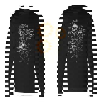 Skull Sunflowers Gothic Goth Creepy Cute Alt Grunge Y2k Long Sleeve T-Shirt - Thegiftio