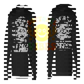 Softballibes 星目スマイル ポジティブソフトボール 長袖Tシャツ - Kawaiitshirt