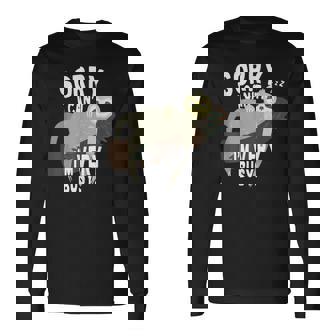 Sorry I Can't I'mery Busy ナマケモノ 遅刻魔 おはようございます。ホームオフィス 長袖Tシャツ - Kawaiitshirt