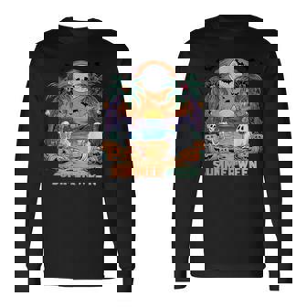 Summerween Skeleton Beach Party Halloween Vibes Long Sleeve T-Shirt | Mazezy