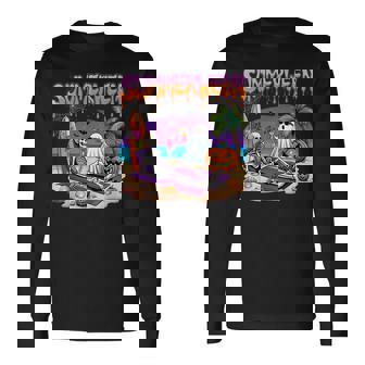 Summerween Skeleton Ghost Beach Spooky Halloween Long Sleeve T-Shirt - Monsterry
