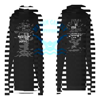 Superpower Divertido Mamá Papá Equipo De Natación Padre Mi Hijo Puedeolar Camiseta de manga larga - Regaloses