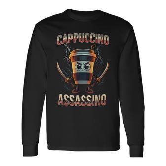 Surreal Italian Brainrot Cappuccino Assassino Meme Long Sleeve T-Shirt - Thegiftio