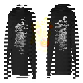 T-Rex Halloween Scary Ghost Skeleton Riding Mummy Dinosaur Long Sleeve T-Shirt - Thegiftio