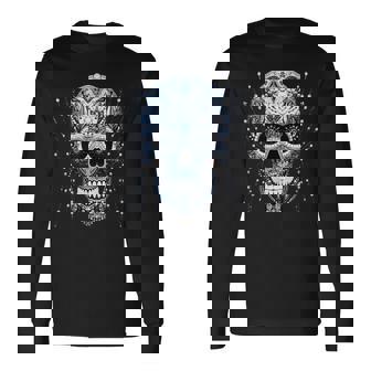 Tête De Mort Cloutée En Cristal Dia De Los Muertos T-shirt à manches longues - Cadeauxyz