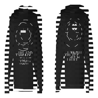 Think Happy Thoughtmile Face モチベーションを高める引用句 スマイル 長袖Tシャツ - Kawaiitshirt