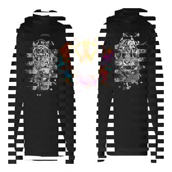 Tiger Dj テクノ アートワーク Edmミュージックヘッドフォン ビートメーカー 長袖Tシャツ - Kawaiitshirt