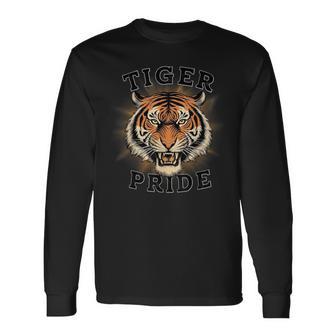 Tiger Pride Fearless Tigers Mascot Vintage School Sports Gam Long Sleeve T-Shirt - Thegiftio UK