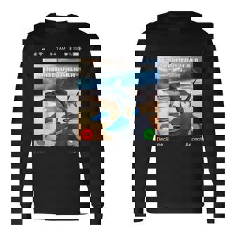 Tralalero Tralala イタリアンブレインロットミーム 電話ミーム 長袖Tシャツ - Kawaiitshirt