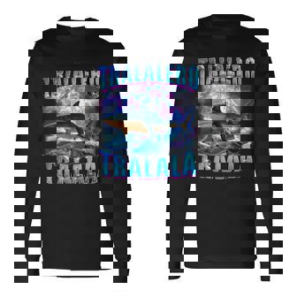 Tralalero Tralala Bootleg Brain Red Meme With Italian Shark S Langarmshirts - Seseable