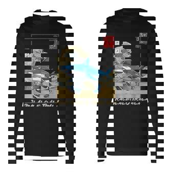 Tralalero Tralala Japanese Meme Shark Italian Brainrot Long Sleeve T-Shirt - Monsterry