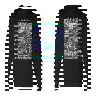 Tralalero Tralala 面白いサメ 靴付き ミーム 長袖Tシャツ - Kawaiitshirt