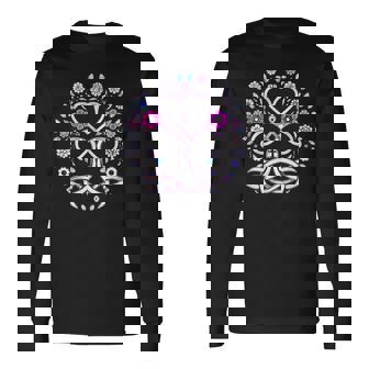 Triquetta ケルティック 保護ルーン 花とハート 長袖Tシャツ - Kawaiitshirt