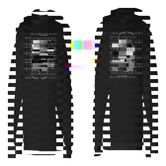 Tvテストパターン カラーバー テストカード スクリーン 懐かしいオタク 長袖Tシャツ - Kawaiitshirt