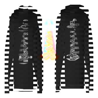 Ufo 誘拐ホットドッグ ムーンデー エイリアン 空飛ぶ円盤 ソーセージ 長袖Tシャツ - Kawaiitshirt