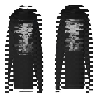 Ufo 遭遇 黄色 実験犬 自撮り 写真 エイリアンの侵略 長袖Tシャツ - Kawaiitshirt