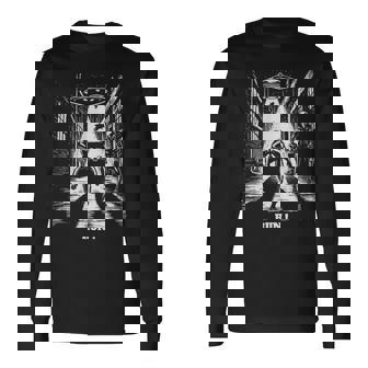Ufoから逃げるアライグマ、Sfユーモア、エイリアンに追われる 長袖Tシャツ - Kawaiitshirt