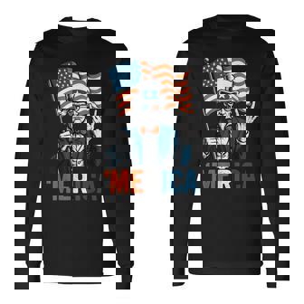 Uncle Sam Merica Rock 4Th Of July American Flag Usa Long Sleeve T-Shirt | Mazezy