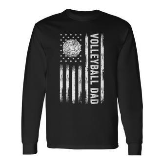 Usa Flag Volleyball Dad Father's Day Long Sleeve T-Shirt - Thegiftio