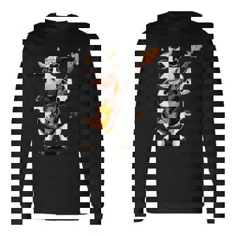 Vache Jouant De La Guitare Électrique Guitareache T-shirt à manches longues - Cadeauxyz
