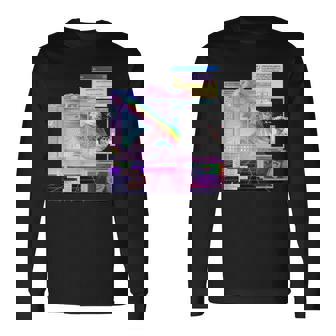 Vaporwave 美的pc トリッピーアート 90年代コンピューター 長袖Tシャツ - Kawaiitshirt