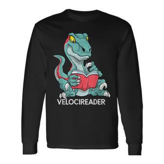 Velociraptor Lecteur De Livres Avec Dinosaure T-shirt à manches longues - Cadeauxyz
