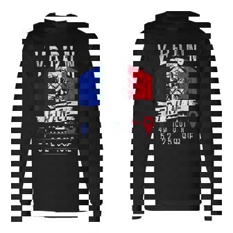 Verdun France Flag Gps Coordonnées Deerdun T-shirt à manches longues - Cadeauxyz