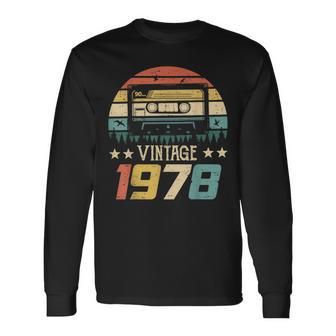 Vintage 1978 44 Cumpleaños Retro Casete Camiseta de manga larga - Regaloses