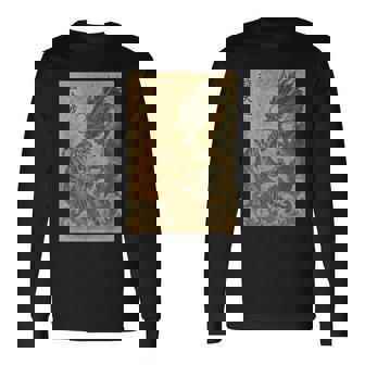 Vintage Japonais Tigre Géant Combat Dragon Asiatique Ukiyo-E T-shirt à manches longues - Cadeauxyz