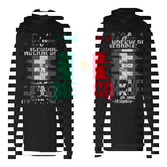 Vintage Mexico Flag Mexican Independence Day September 16 Long Sleeve T-Shirt | Seseable CA